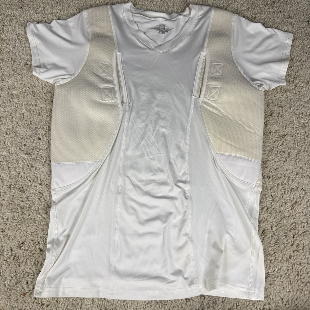 CCW Tactical Shirt Mens XL White Compression Holster Concealed Carry Performance